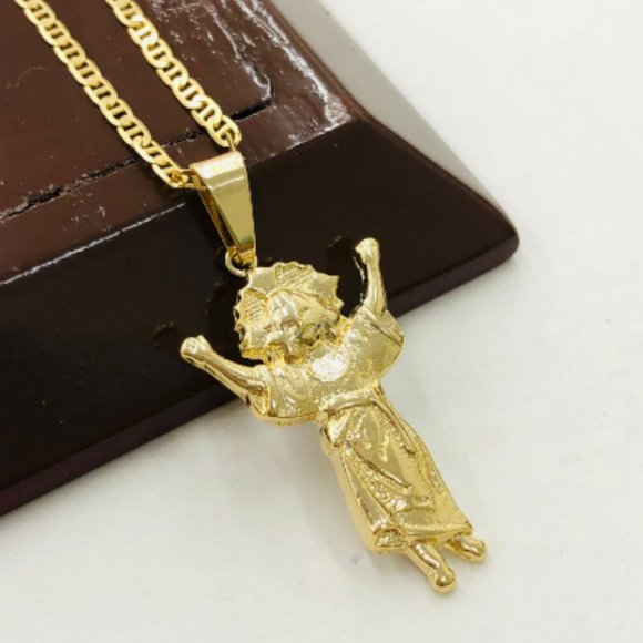 Womens Divino Nino Necklace with Mariner Chain 20" in Gold Fillled Cadena de Oro - Picture 5 of 10